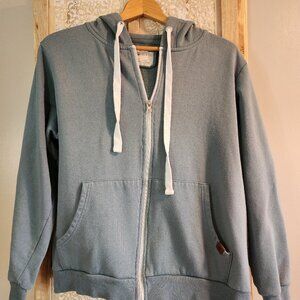 Doublju Women’s Zip Hoodie Blue Gray Size XL | Soft Fleece Cotton Blend